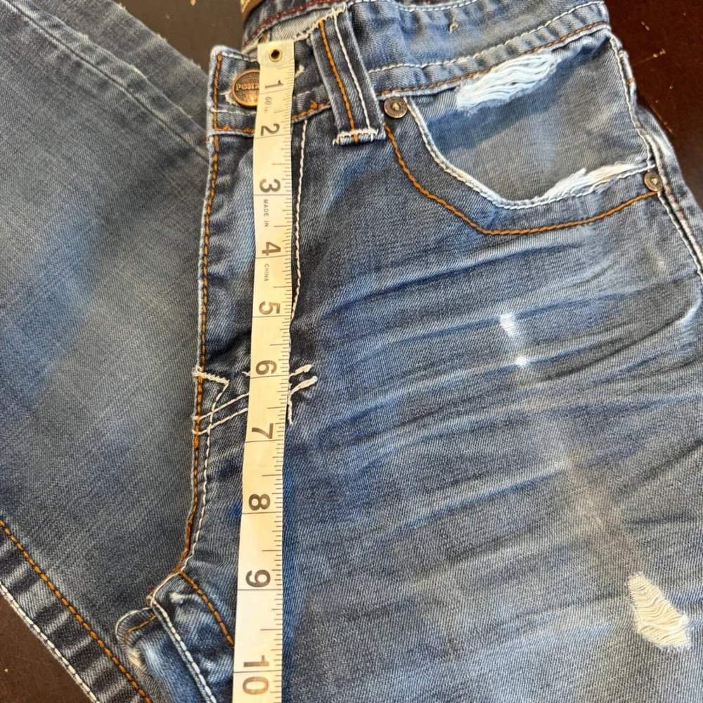 POSTAGE Mens Jeans Straight Leg Distressed Y2K Streetwear Grunge 30x31